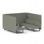 Brixworth 6 Seater Bench Booth With Black Legs In Rivet Fabric - Vitreous Panels And Sofa SF004269