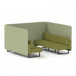 Brixworth 6 Seater Bench Booth With Black Legs In Rivet Fabric - Burnish Panels And Olive Sofa SF004294