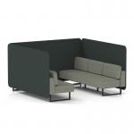 Brixworth 6 Seater Bench Booth With Black Legs In Rivet Fabric - Charcoal Panels And Vitreous Sofa SF004295