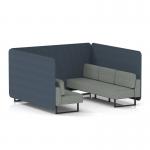 Brixworth 6 Seater Bench Booth With Black Legs In Rivet Fabric - Crucible Panels And Prime Sofa SF004296