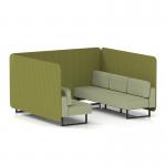 Brixworth 6 Seater Bench Booth With Black Legs In Rivet Fabric - Olive Panels And Burnish Sofa SF004297
