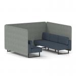 Brixworth 6 Seater Bench Booth With Black Legs In Rivet Fabric - Prime Panels And Crucible Sofa SF004298
