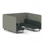 Brixworth 6 Seater Bench Booth With Black Legs In Rivet Fabric - Vitreous Panels And Charcoal Sofa SF004299