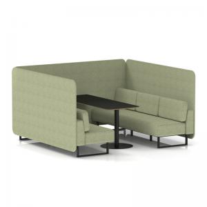 Brixworth 6 Seater Bench Booth With Black Legs And Black Table With