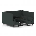Brixworth 6 Seater Bench Booth With Black Legs And Black Table With Black Leg In Rivet Fabric - Charcoal Panels And Sofa SF004325