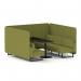 Brixworth 6 Seater Bench Booth With Black Legs And Black Table With Black Leg In Rivet Fabric - Olive Panels And Sofa SF004327