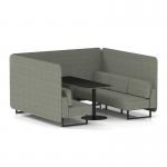 Brixworth 6 Seater Bench Booth With Black Legs And Black Table With Black Leg In Rivet Fabric - Vitreous Panels And Sofa SF004329