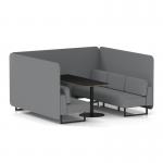 Brixworth 6 Seater Bench Booth With Black Legs And Black Table With Black Leg In Synergy Fabric - Partner Panels And Sofa SF004346