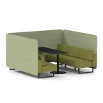 Brixworth 6 Seater Bench Booth With Black Legs And Black Table With Black Leg In Rivet Fabric - Burnish Panels And Olive Sofa SF004354