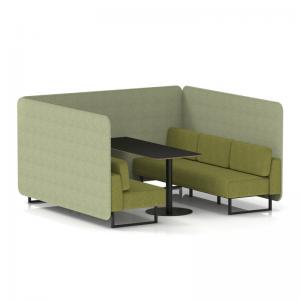 Brixworth 6 Seater Bench Booth With Black Legs And Black Table With
