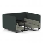 Brixworth 6 Seater Bench Booth With Black Legs And Black Table With Black Leg In Rivet Fabric - Charcoal Panels And Vitreous Sofa SF004355
