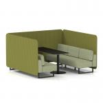 Brixworth 6 Seater Bench Booth With Black Legs And Black Table With Black Leg In Rivet Fabric - Olive Panels And Burnish Sofa SF004357