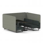 Brixworth 6 Seater Bench Booth With Black Legs And Black Table With Black Leg In Rivet Fabric - Vitreous Panels And Charcoal Sofa SF004359