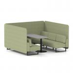 Brixworth 6 Seater Bench Booth With Black Legs And Grey Table With Black Leg In Rivet Fabric - Burnish Panels And Sofa SF004384