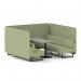 Brixworth 6 Seater Bench Booth With Black Legs And Grey Table With Black Leg In Rivet Fabric - Burnish Panels And Sofa SF004384