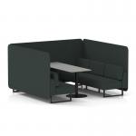 Brixworth 6 Seater Bench Booth With Black Legs And Grey Table With Black Leg In Rivet Fabric - Charcoal Panels And Sofa SF004385