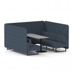 Brixworth 6 Seater Bench Booth With Black Legs And Grey Table With Black Leg In Rivet Fabric - Crucible Panels And Sofa SF004386
