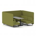 Brixworth 6 Seater Bench Booth With Black Legs And Grey Table With Black Leg In Rivet Fabric - Olive Panels And Sofa SF004387