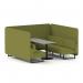 Brixworth 6 Seater Bench Booth With Black Legs And Grey Table With Black Leg In Rivet Fabric - Olive Panels And Sofa SF004387