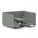 Brixworth 6 Seater Bench Booth With Black Legs And Grey Table With Black Leg In Rivet Fabric - Prime Panels And Sofa SF004388
