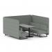 Brixworth 6 Seater Bench Booth With Black Legs And Grey Table With Black Leg In Rivet Fabric - Prime Panels And Sofa SF004388