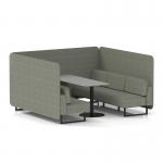 Brixworth 6 Seater Bench Booth With Black Legs And Grey Table With Black Leg In Rivet Fabric - Vitreous Panels And Sofa SF004389