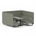 Brixworth 6 Seater Bench Booth With Black Legs And Grey Table With Black Leg In Rivet Fabric - Vitreous Panels And Sofa SF004389