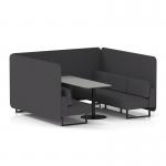 Brixworth 6 Seater Bench Booth With Black Legs And Grey Table With Black Leg In X2 Fabric - Arithmetic Panels And Sofa SF004390