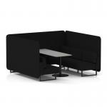 Brixworth 6 Seater Bench Booth With Black Legs And Grey Table With Black Leg In X2 Fabric - Diameter Panels And Sofa SF004392