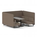 Brixworth 6 Seater Bench Booth With Black Legs And Grey Table With Black Leg In X2 Fabric - Theory Panels And Sofa SF004395