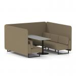 Brixworth 6 Seater Bench Booth With Black Legs And Grey Table With Black Leg In Main Line Flax Fabric - Bank Panels And Sofa SF004396