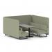 Brixworth 6 Seater Bench Booth With Black Legs And Grey Table With Black Leg In Main Line Flax Fabric - Newbury Panels And Sofa SF004398