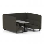 Brixworth 6 Seater Bench Booth With Black Legs And Grey Table With Black Leg In Main Line Flax Fabric - Temple Panels And Sofa SF004399