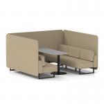 Brixworth 6 Seater Bench Booth With Black Legs And Grey Table With Black Leg In Main Line Flax Fabric - Upminster Panels And Sofa SF004400
