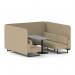 Brixworth 6 Seater Bench Booth With Black Legs And Grey Table With Black Leg In Main Line Flax Fabric - Upminster Panels And Sofa SF004400