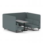 Brixworth 6 Seater Bench Booth With Black Legs And Grey Table With Black Leg In Main Line Flax Fabric - Westminster Panels And Sofa SF004401