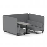 Brixworth 6 Seater Bench Booth With Black Legs And Grey Table With Black Leg In Synergy Fabric - Partner Panels And Sofa SF004406