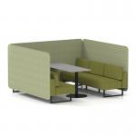 Brixworth 6 Seater Bench Booth With Black Legs And Grey Table With Black Leg In Rivet Fabric - Burnish Panels And Olive Sofa SF004414