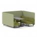 Brixworth 6 Seater Bench Booth With Black Legs And Grey Table With Black Leg In Rivet Fabric - Burnish Panels And Olive Sofa SF004414