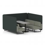Brixworth 6 Seater Bench Booth With Black Legs And Grey Table With Black Leg In Rivet Fabric - Charcoal Panels And Vitreous Sofa SF004415