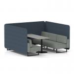 Brixworth 6 Seater Bench Booth With Black Legs And Grey Table With Black Leg In Rivet Fabric - Crucible Panels And Prime Sofa SF004416
