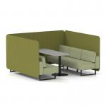 Brixworth 6 Seater Bench Booth With Black Legs And Grey Table With Black Leg In Rivet Fabric - Olive Panels And Burnish Sofa SF004417