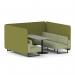 Brixworth 6 Seater Bench Booth With Black Legs And Grey Table With Black Leg In Rivet Fabric - Olive Panels And Burnish Sofa SF004417