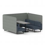 Brixworth 6 Seater Bench Booth With Black Legs And Grey Table With Black Leg In Rivet Fabric - Prime Panels And Crucible Sofa SF004418
