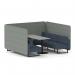 Brixworth 6 Seater Bench Booth With Black Legs And Grey Table With Black Leg In Rivet Fabric - Prime Panels And Crucible Sofa SF004418