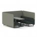 Brixworth 6 Seater Bench Booth With Black Legs And Grey Table With Black Leg In Rivet Fabric - Vitreous Panels And Charcoal Sofa SF004419