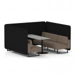 Brixworth 6 Seater Bench Booth With Black Legs And Grey Table With Black Leg In X2 Fabric - Diameter Panels And Theory Sofa SF004422