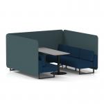 Brixworth 6 Seater Bench Booth With Black Legs And Grey Table With Black Leg In X2 Fabric - Polygon Panels And Calculus Sofa SF004424