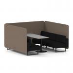 Brixworth 6 Seater Bench Booth With Black Legs And Grey Table With Black Leg In X2 Fabric - Theory Panels And Diameter Sofa SF004425