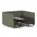 Brixworth 6 Seater Bench Booth With Black Legs And Grey Table With Black Leg In Main Line Flax Fabric - Monument Panels And Temple Sofa SF004427